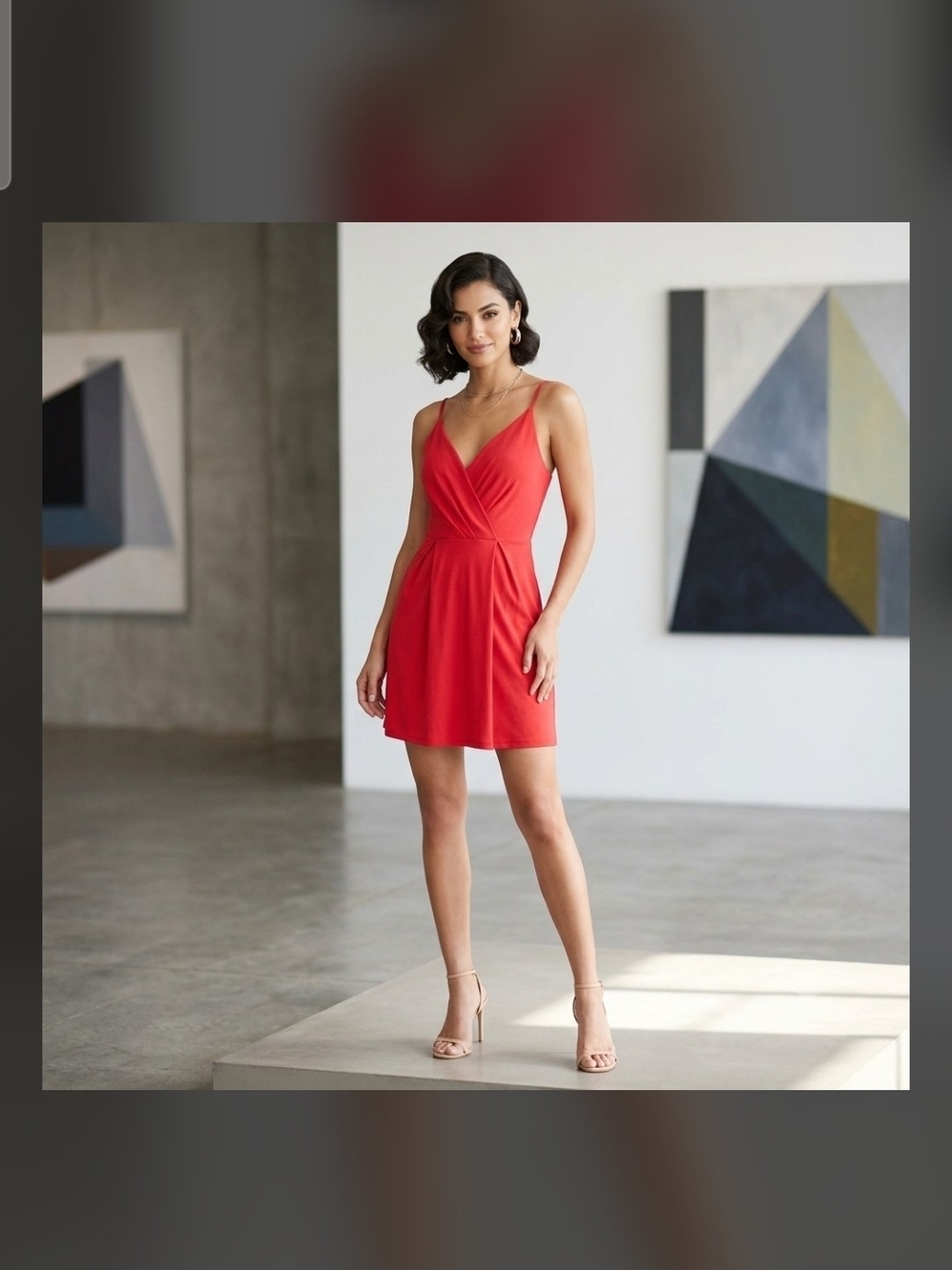 BCBGeneration Red Faux-Wrap V-Neck Mini Dress